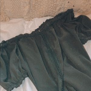 off the shoulder army green top